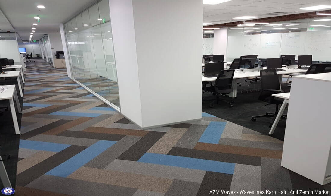 AZM waves waveslines 50x50cm polyamid iplikli ofis karo halı4