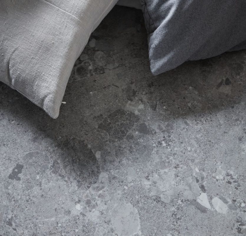 Pure click taş beton mermer desenli karo pvc vinil LVT zemin kaplama Terrazzo Light Grey