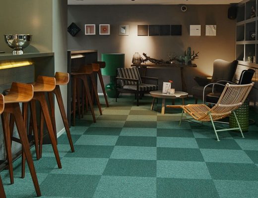 Anıl zemin Tessera Struktur 1 polyamid karo halı 3714 GRÖN uygulama